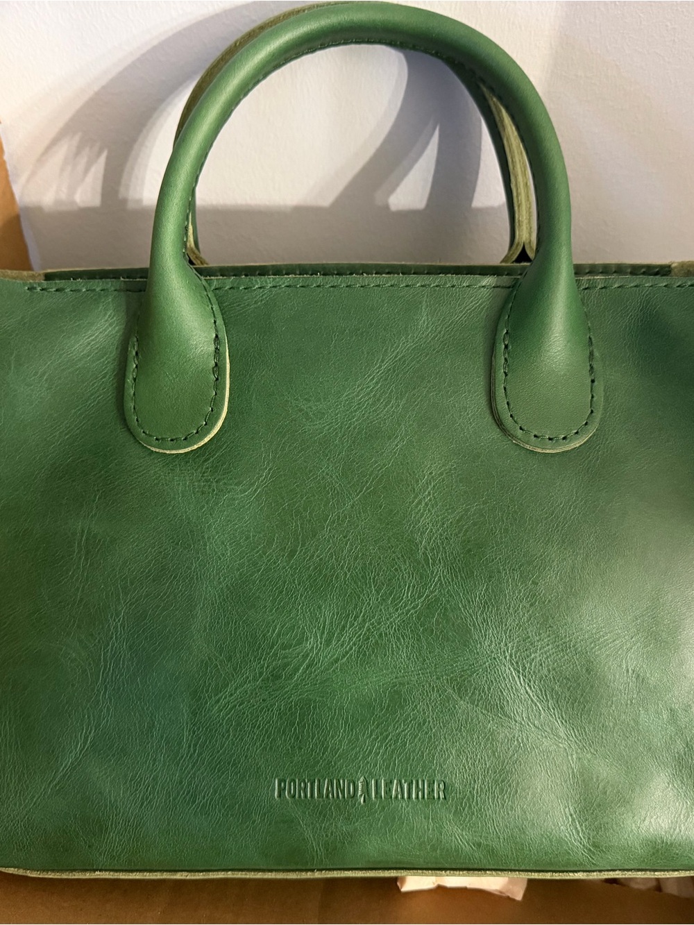 Portland Leather Cowboy Mint Large Zip Raindrop Crossbody bag